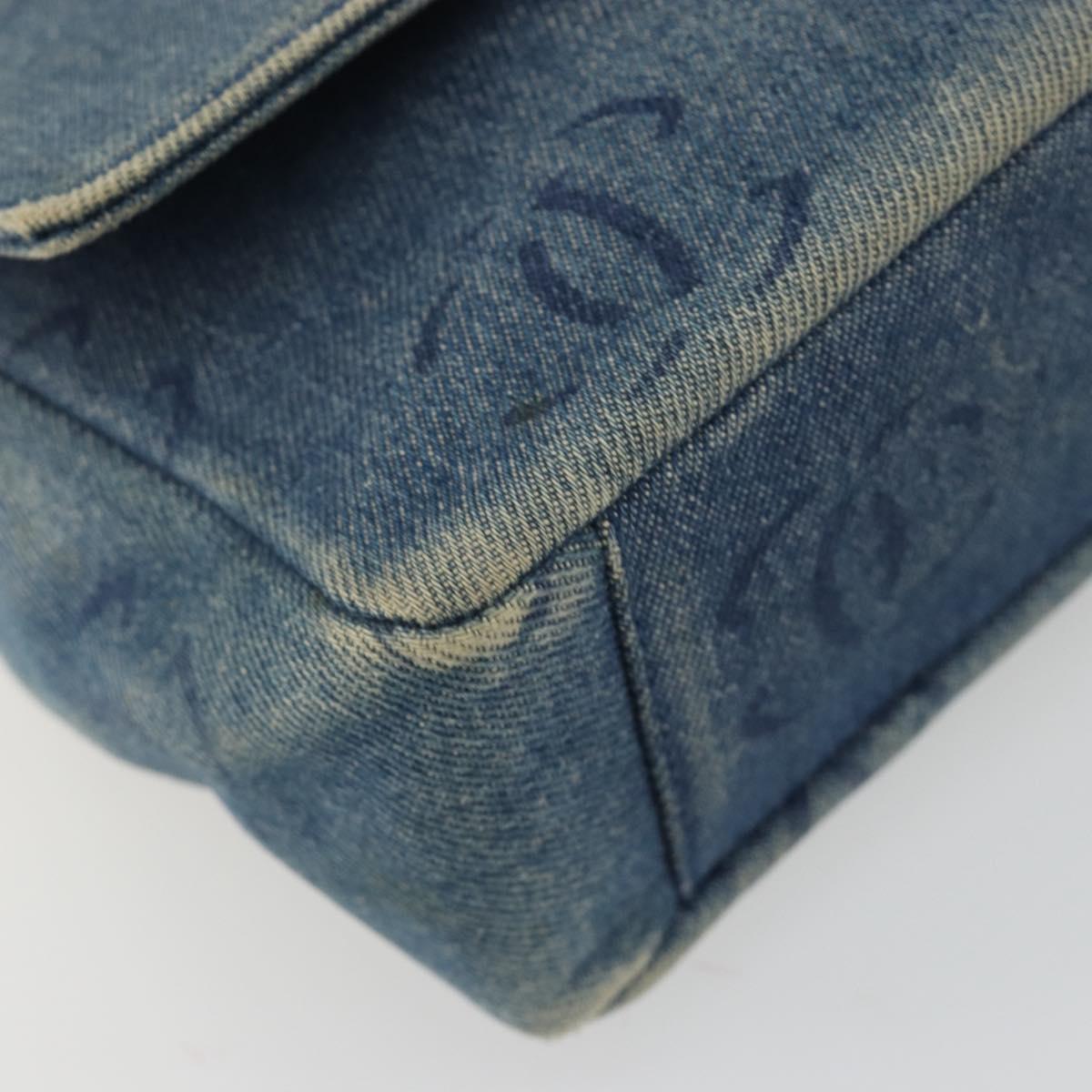 CHANEL COCO Mark Chain Shoulder Bag Denim Blue Clear CC Auth 194091V