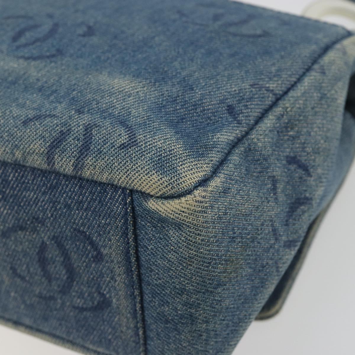 CHANEL COCO Mark Chain Shoulder Bag Denim Blue Clear CC Auth 194091V