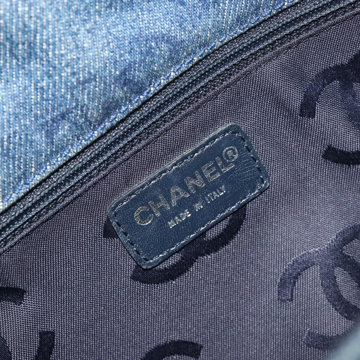 CHANEL COCO Mark Chain Shoulder Bag Denim Blue Clear CC Auth 194091V