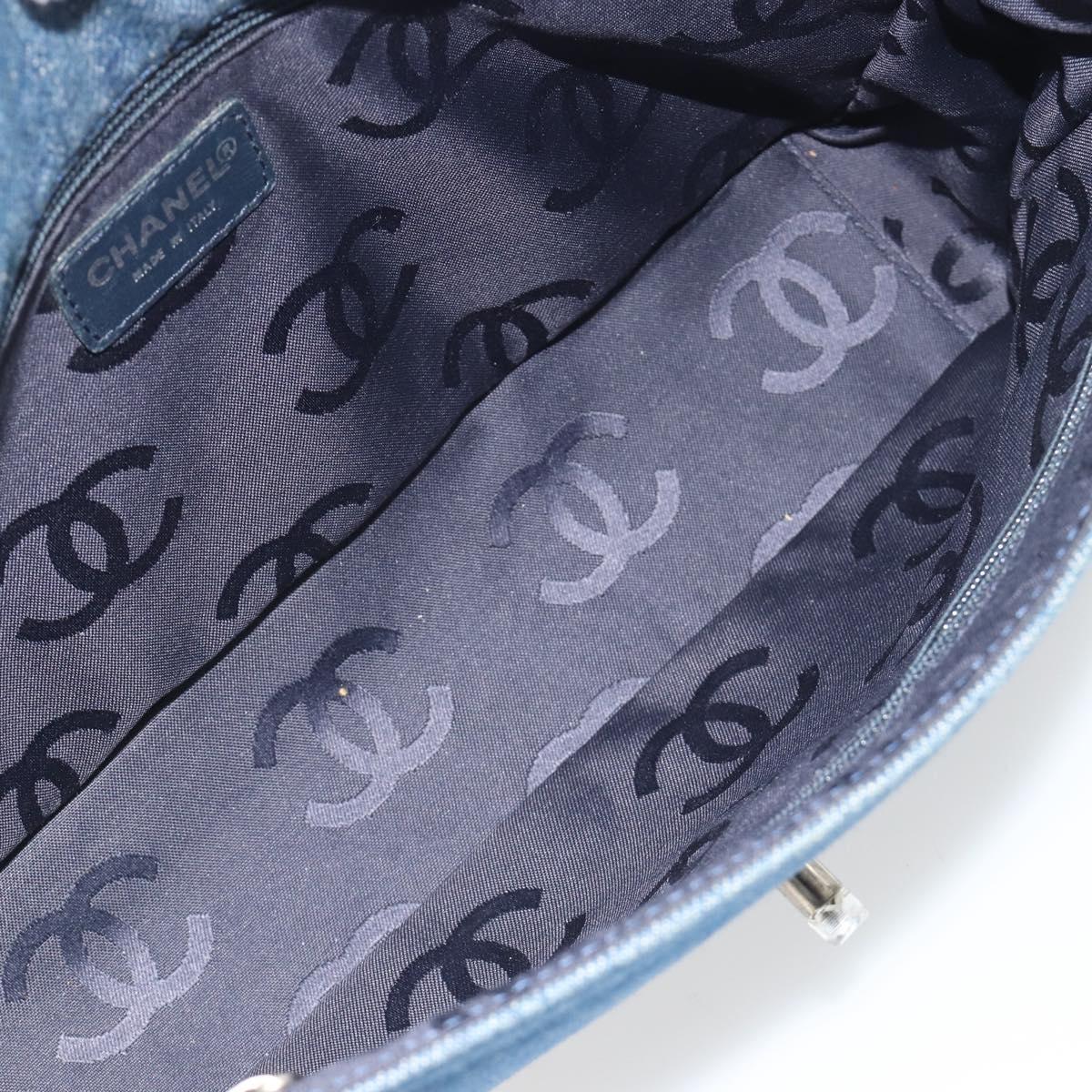 CHANEL COCO Mark Chain Shoulder Bag Denim Blue Clear CC Auth 194091V