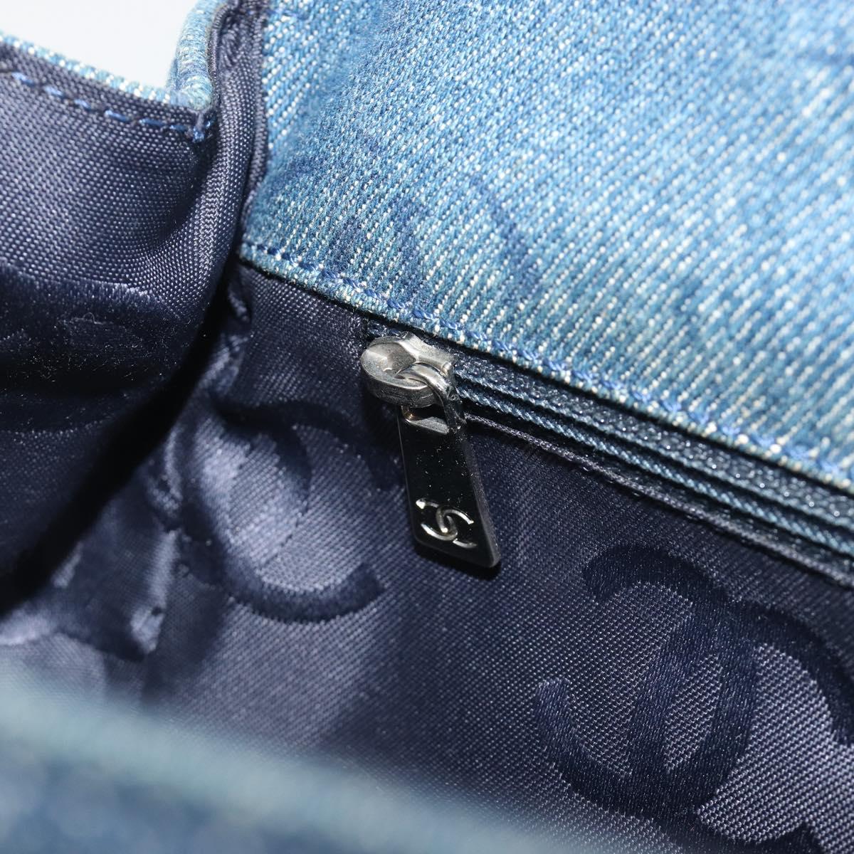 CHANEL COCO Mark Chain Shoulder Bag Denim Blue Clear CC Auth 194091V