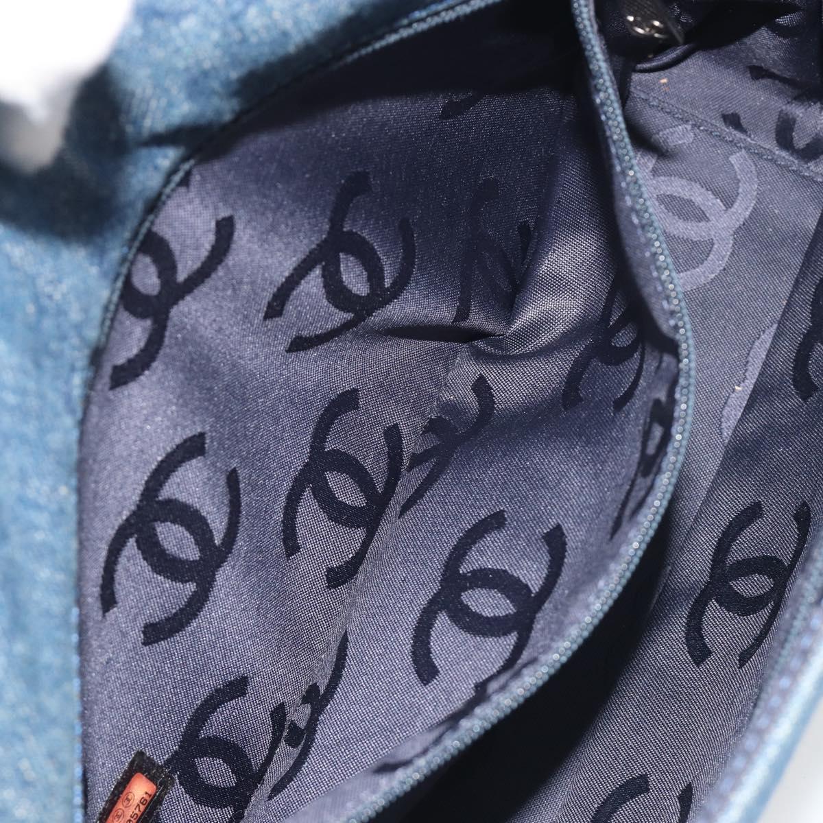 CHANEL COCO Mark Chain Shoulder Bag Denim Blue Clear CC Auth 194091V