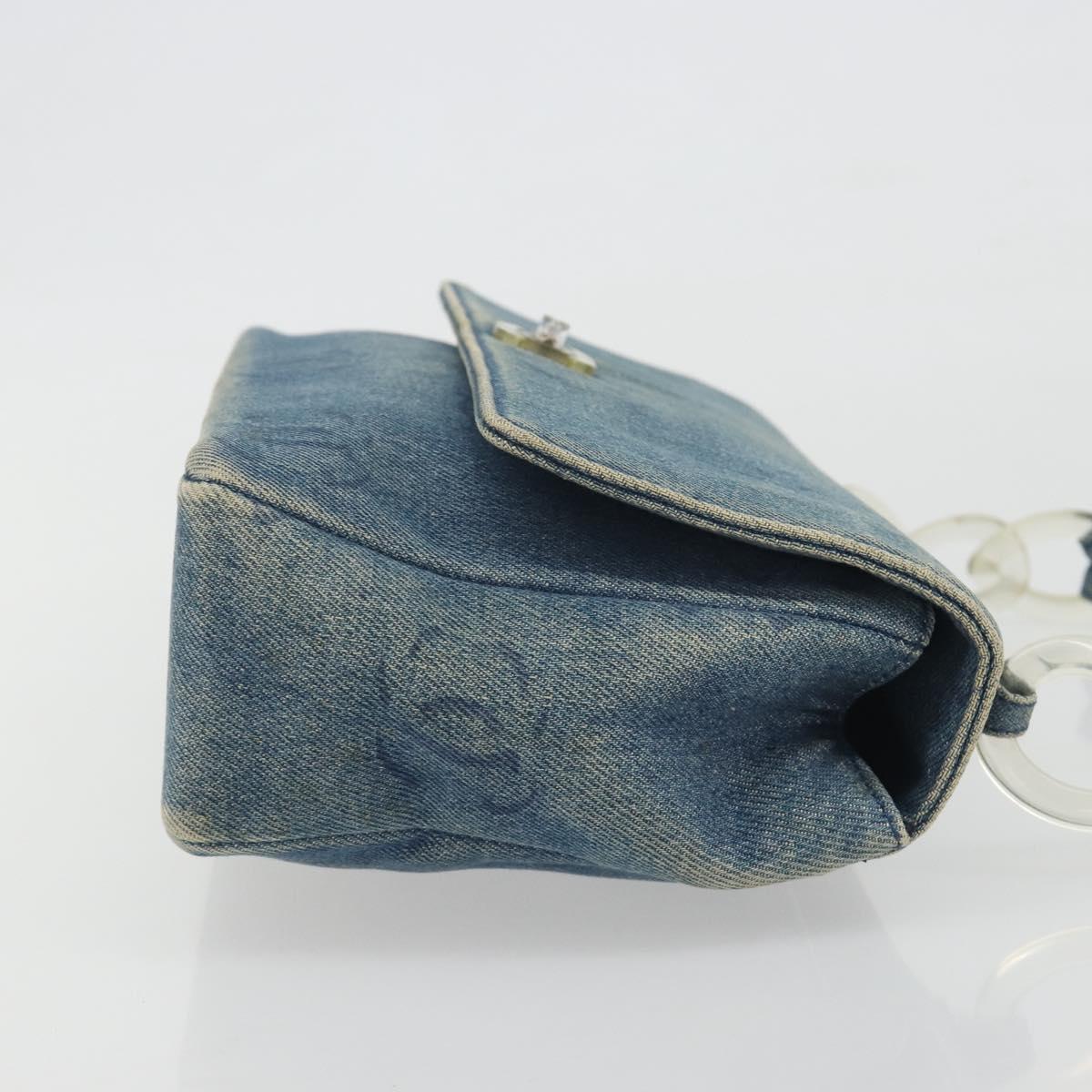 CHANEL COCO Mark Chain Shoulder Bag Denim Blue Clear CC Auth 194091V