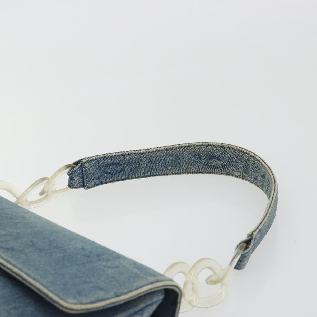 CHANEL COCO Mark Chain Shoulder Bag Denim Blue Clear CC Auth 194091V