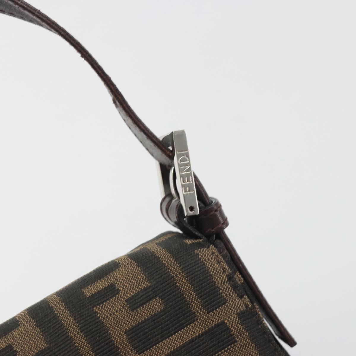 FENDI Zucca Canvas Mamma Baguette Shoulder Bag Brown Silver Auth 194092SAV