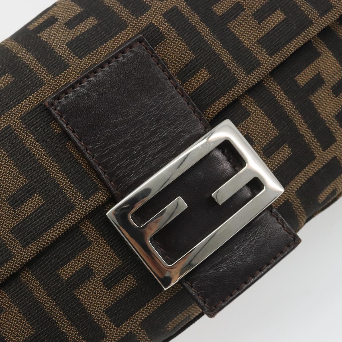 FENDI Zucca Canvas Mamma Baguette Shoulder Bag Brown Silver Auth 194092SAV