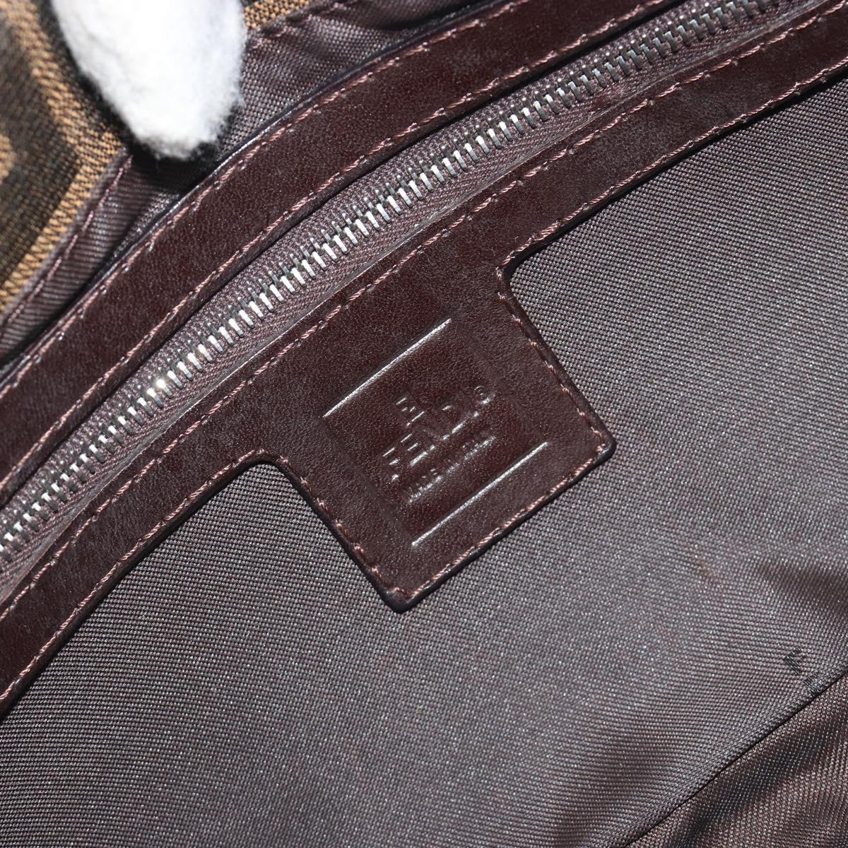FENDI Zucca Canvas Mamma Baguette Shoulder Bag Brown Silver Auth 194092SAV