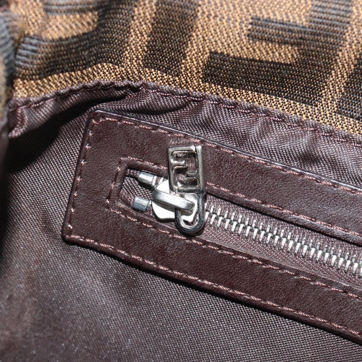 FENDI Zucca Canvas Mamma Baguette Shoulder Bag Brown Silver Auth 194092SAV