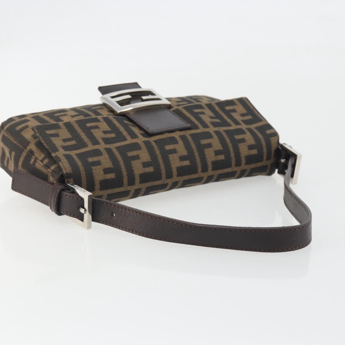 FENDI Zucca Canvas Mamma Baguette Shoulder Bag Brown Silver Auth 194092SAV