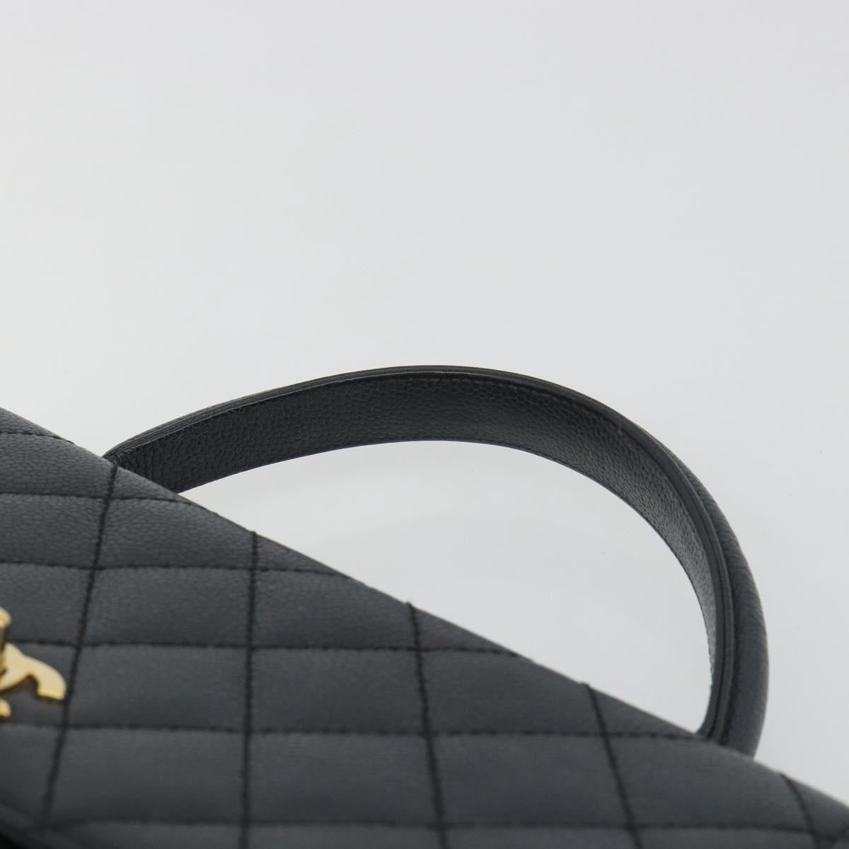 CHANEL Matelasse Hand Bag Caviar Skin Black Gold Tone CC Auth 194093A