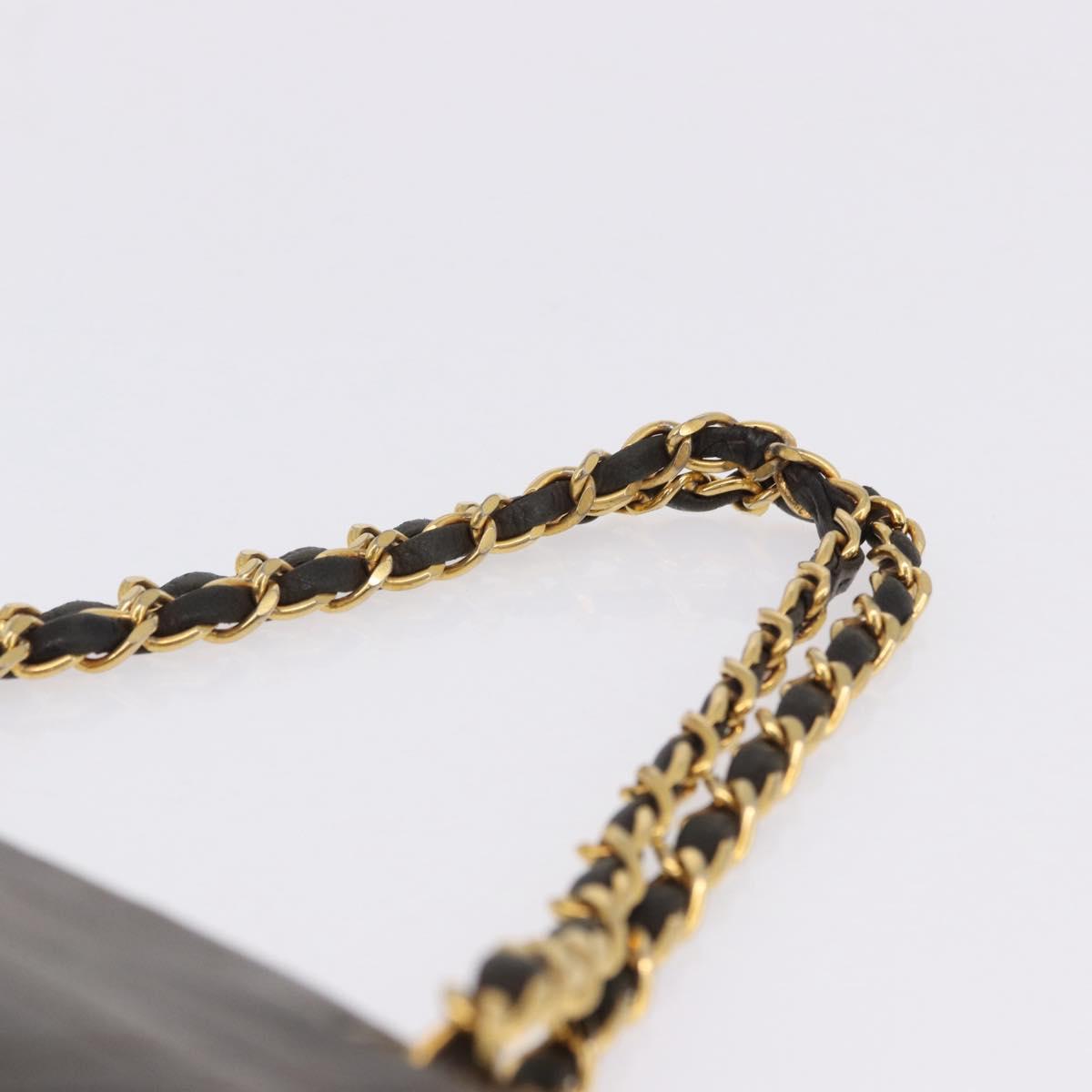 CHANEL Mademoiselle Chain Shoulder Bag Lamb Skin Brown Gold Tone CC Auth 194100