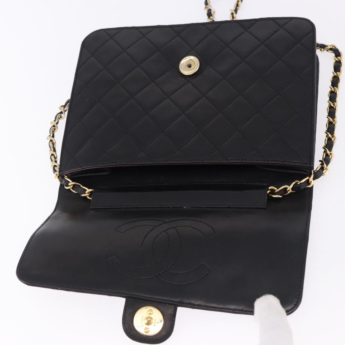 CHANEL Matelasse 23 Chain Shoulder Bag Lamb Skin Black Gold Tone CC Auth 194101V