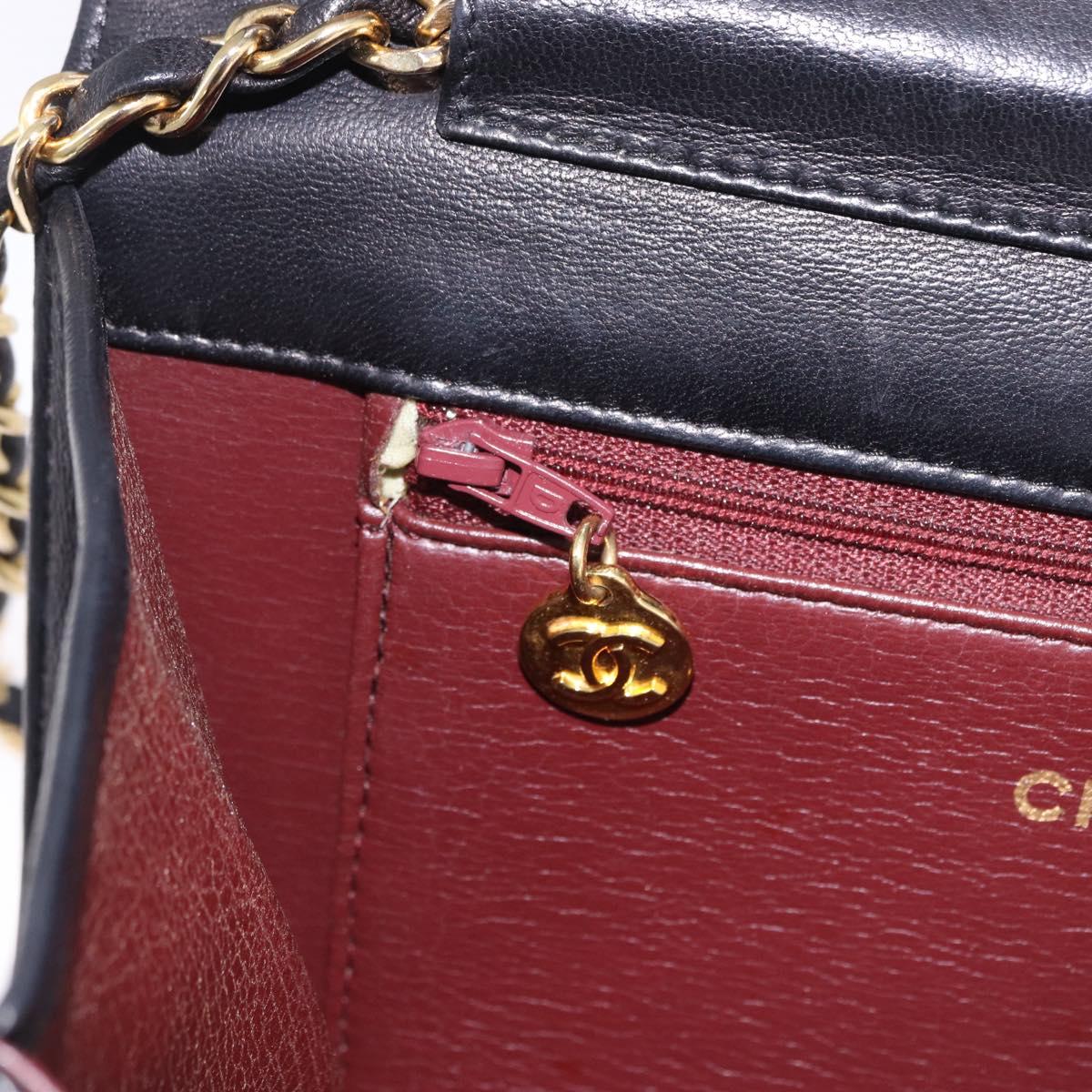 CHANEL Matelasse 23 Chain Shoulder Bag Lamb Skin Black Gold Tone CC Auth 194101V