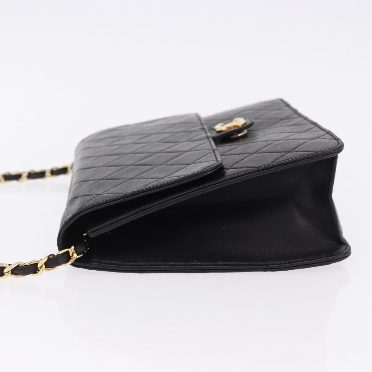 CHANEL Matelasse 23 Chain Shoulder Bag Lamb Skin Black Gold Tone CC Auth 194101V