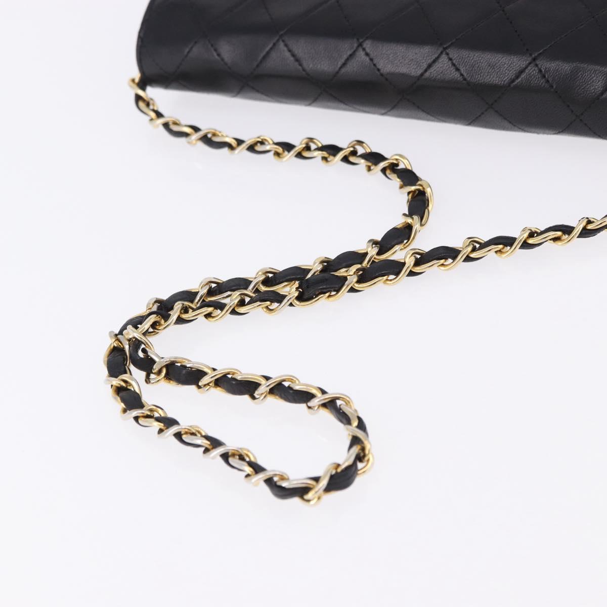 CHANEL Matelasse 23 Chain Shoulder Bag Lamb Skin Black Gold Tone CC Auth 194101V