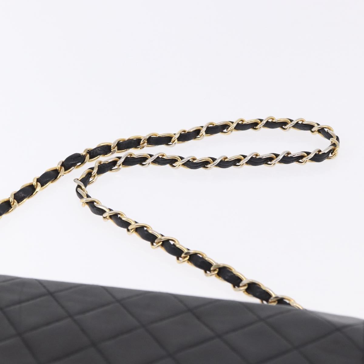 CHANEL Matelasse 23 Chain Shoulder Bag Lamb Skin Black Gold Tone CC Auth 194101V