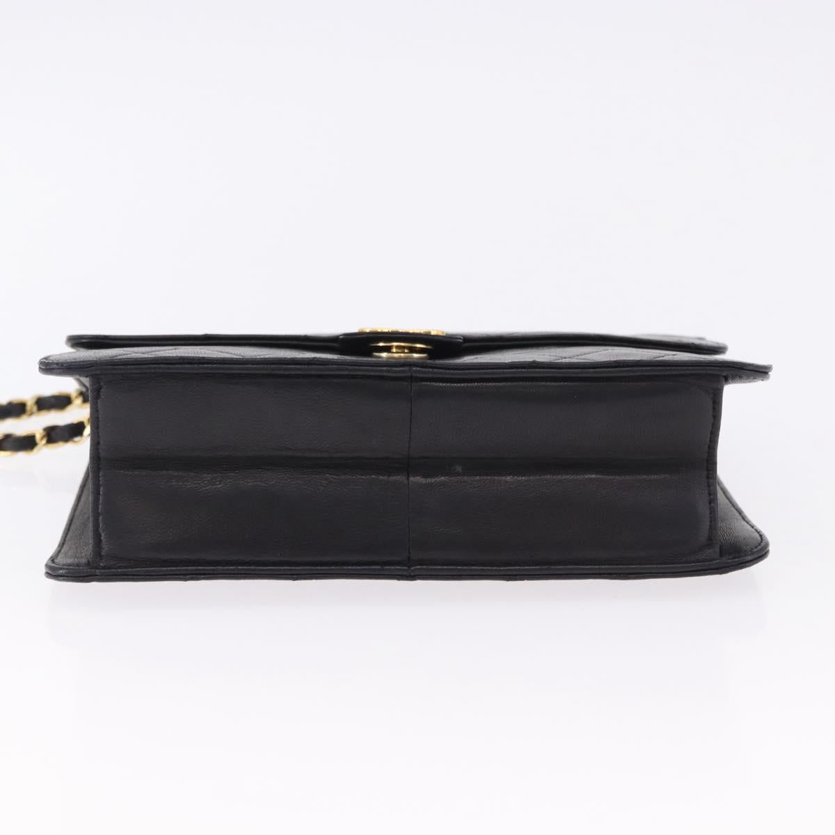 CHANEL Matelasse 23 Chain Shoulder Bag Lamb Skin Black Gold Tone CC Auth 194101V