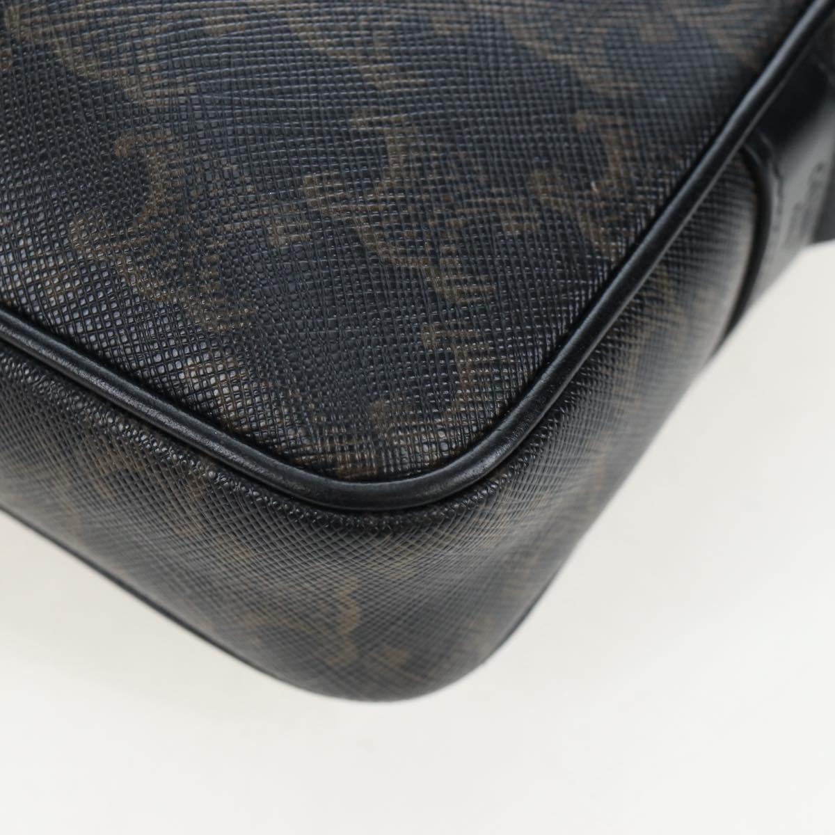 CELINE Triomphe Shoulder Bag PVC Leather Black Gold Tone Auth 194102M