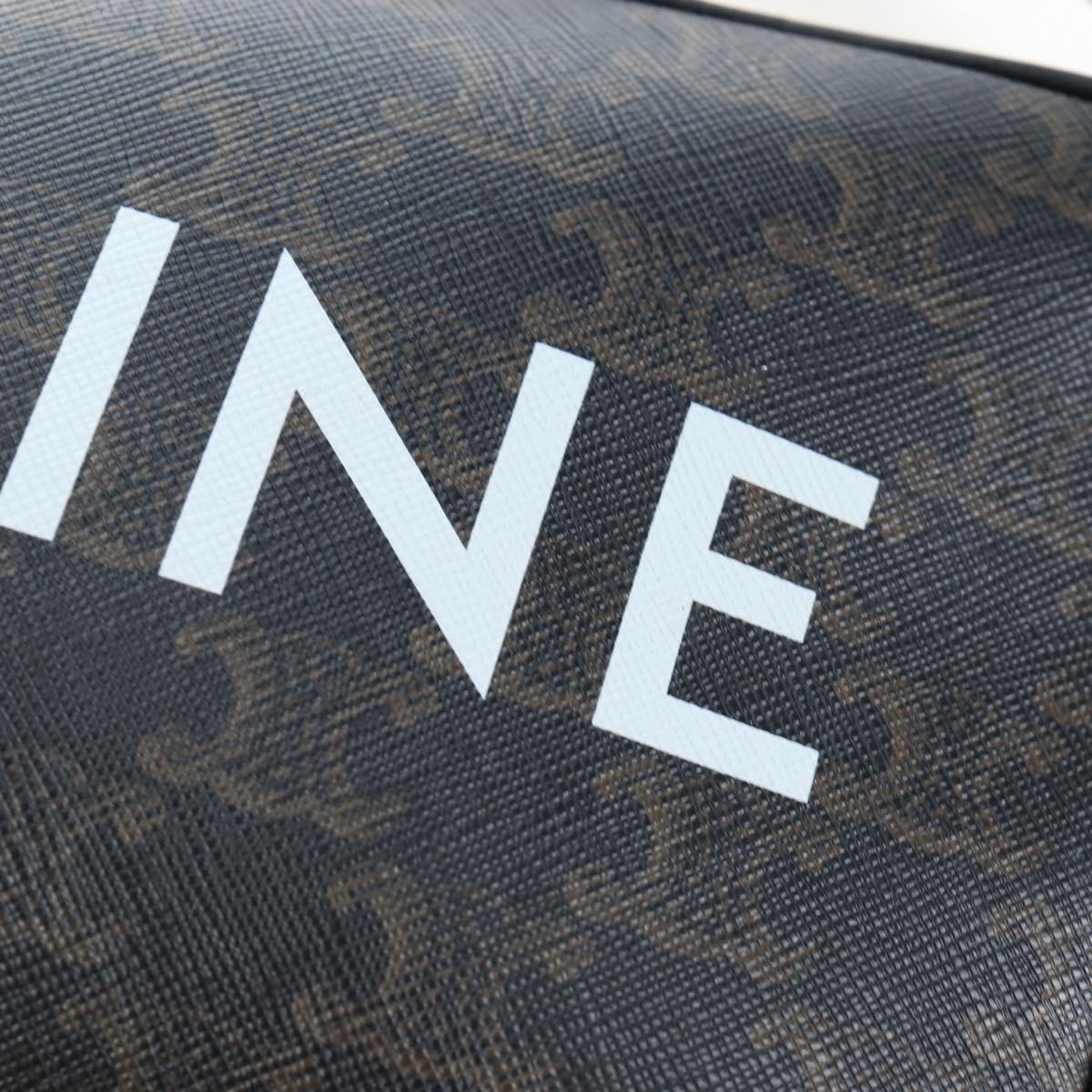 CELINE Triomphe Shoulder Bag PVC Leather Black Gold Tone Auth 194102M