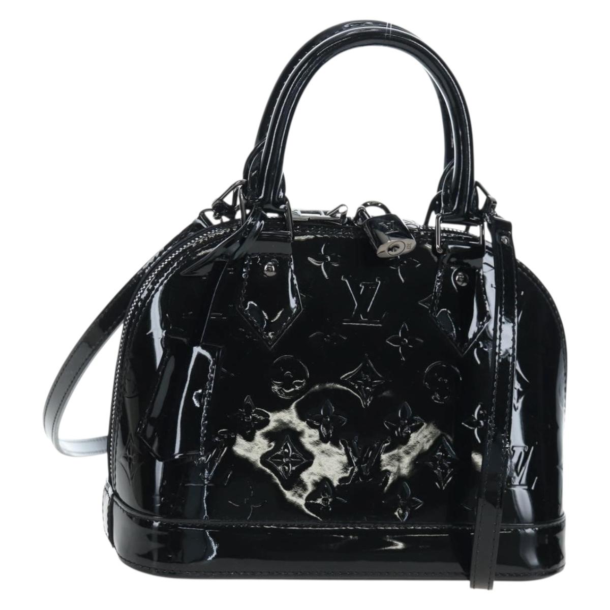 LOUIS VUITTON Monogram Vernis Alma BB Hand Bag Noir Manetic M90063 Auth 194104SM