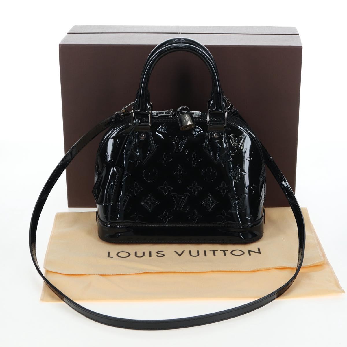 LOUIS VUITTON Monogram Vernis Alma BB Hand Bag Noir Manetic M90063 Auth 194104SM