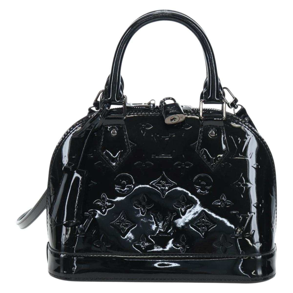 LOUIS VUITTON Monogram Vernis Alma BB Hand Bag Noir Manetic M90063 Auth 194104SM