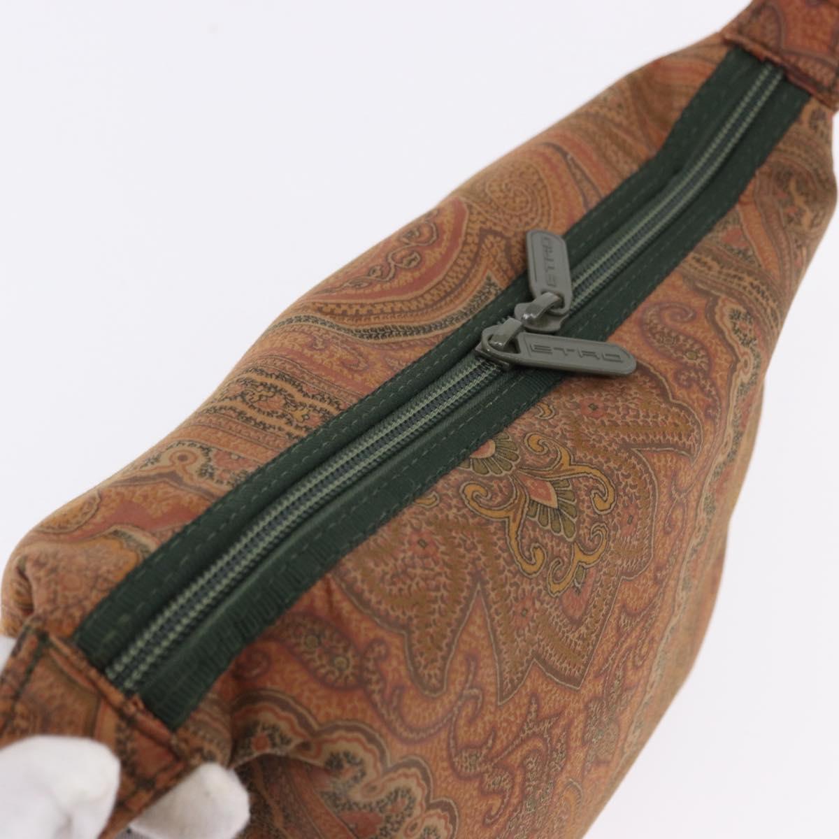 ETRO Hand Bag Canvas Brown Khaki Auth 194105