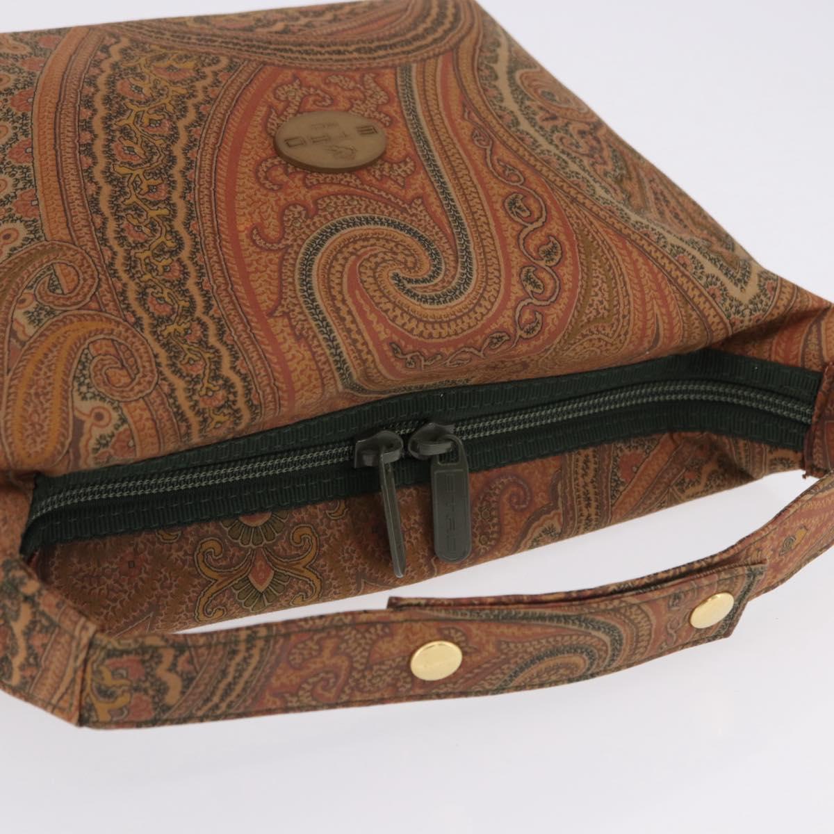 ETRO Hand Bag Canvas Brown Khaki Auth 194105
