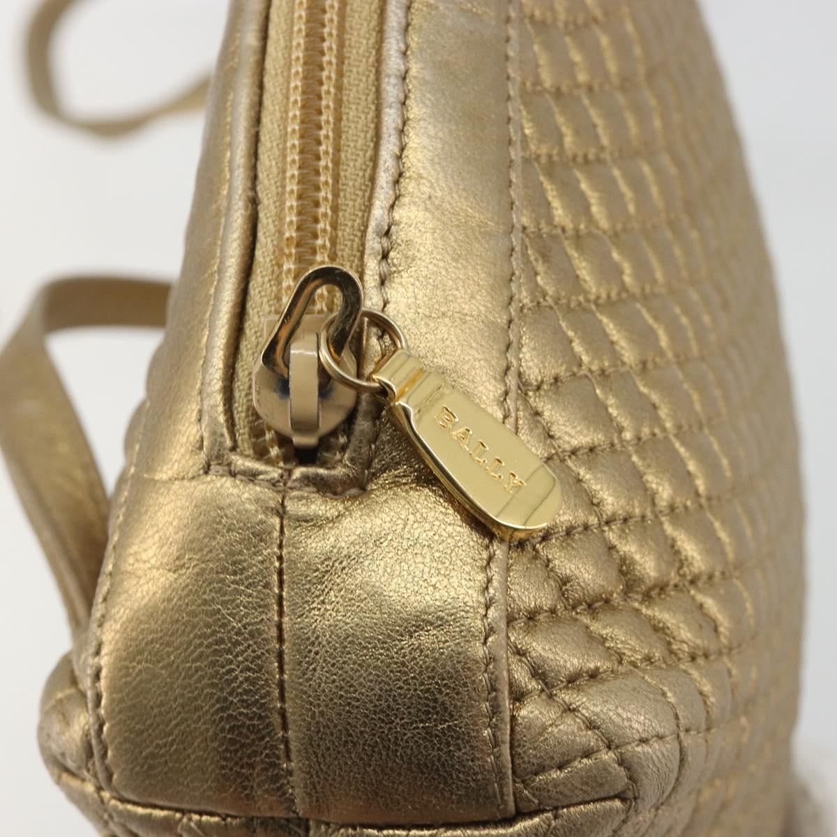 BALLY Backpack Leather Gold Auth 194106