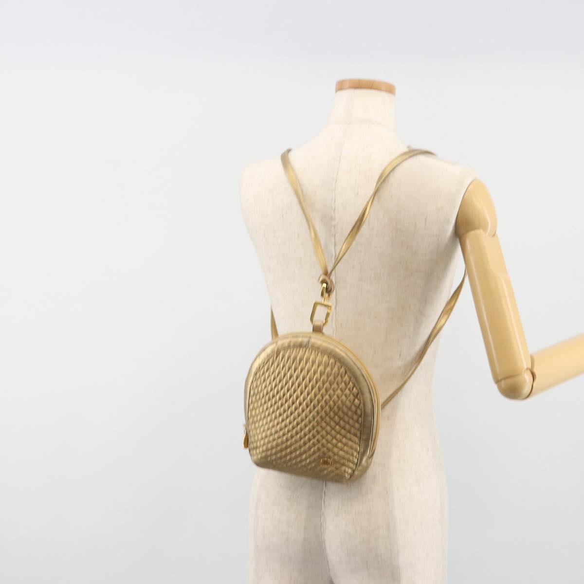 BALLY Backpack Leather Gold Auth 194106