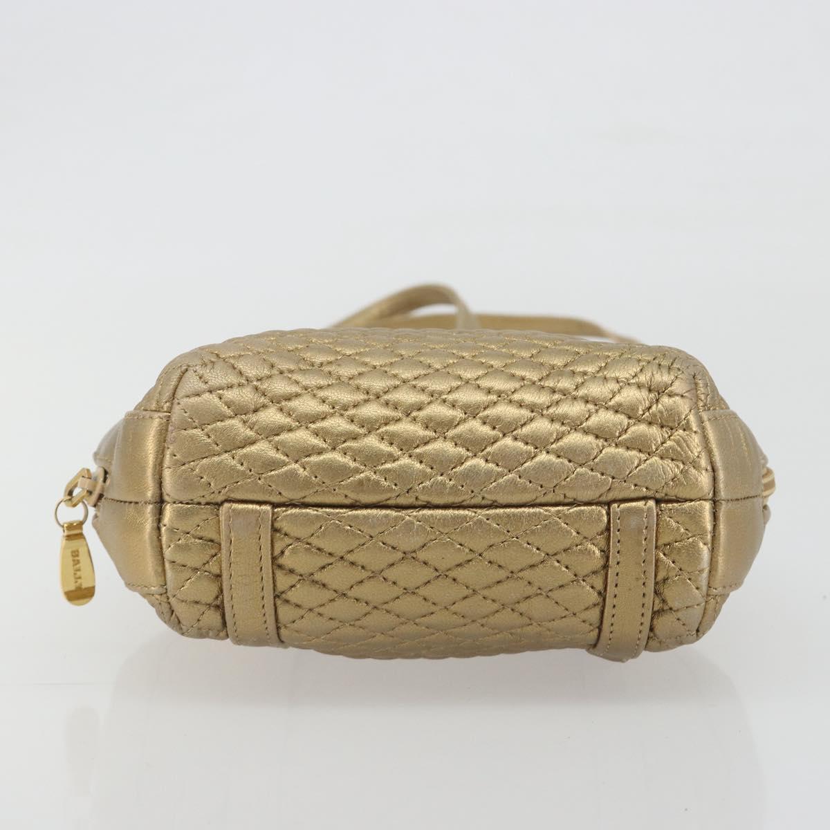 BALLY Backpack Leather Gold Auth 194106