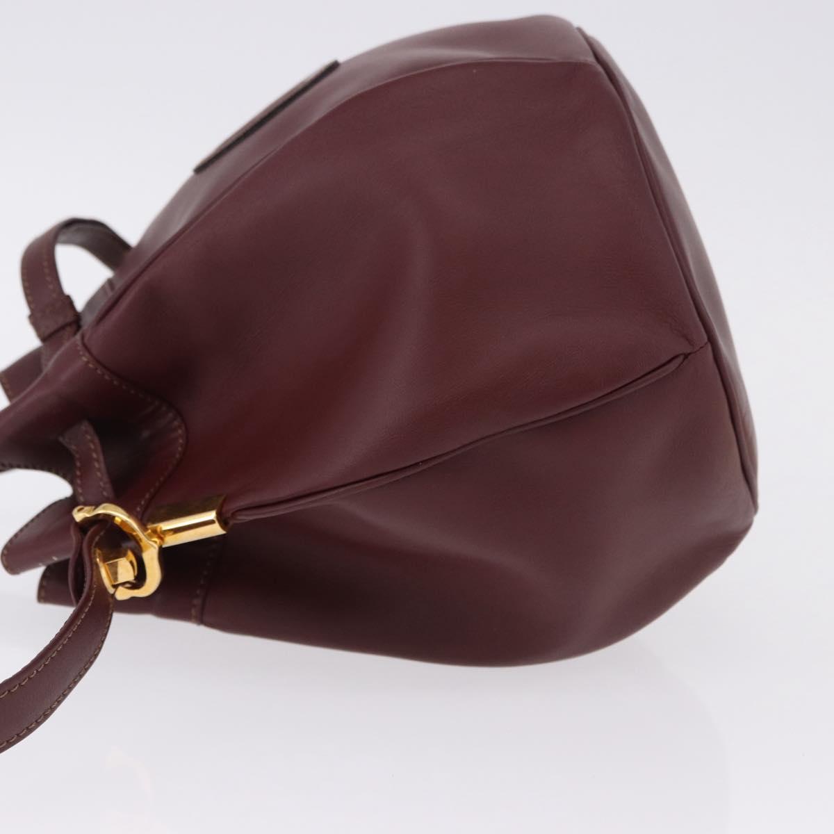 CARTIER Must Line Shoulder Bag Leather Bordeaux Gold Auth 194109A