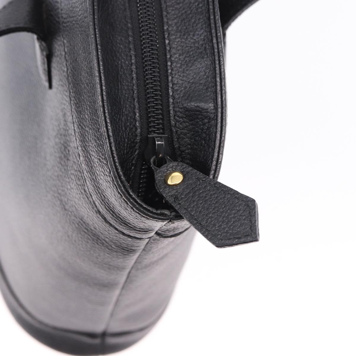 SAINT LAURENT Hand Bag Leather Black Auth 194110