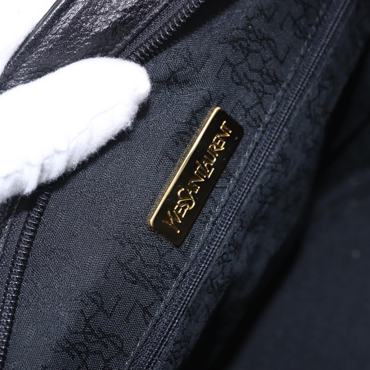 SAINT LAURENT Hand Bag Leather Black Auth 194110
