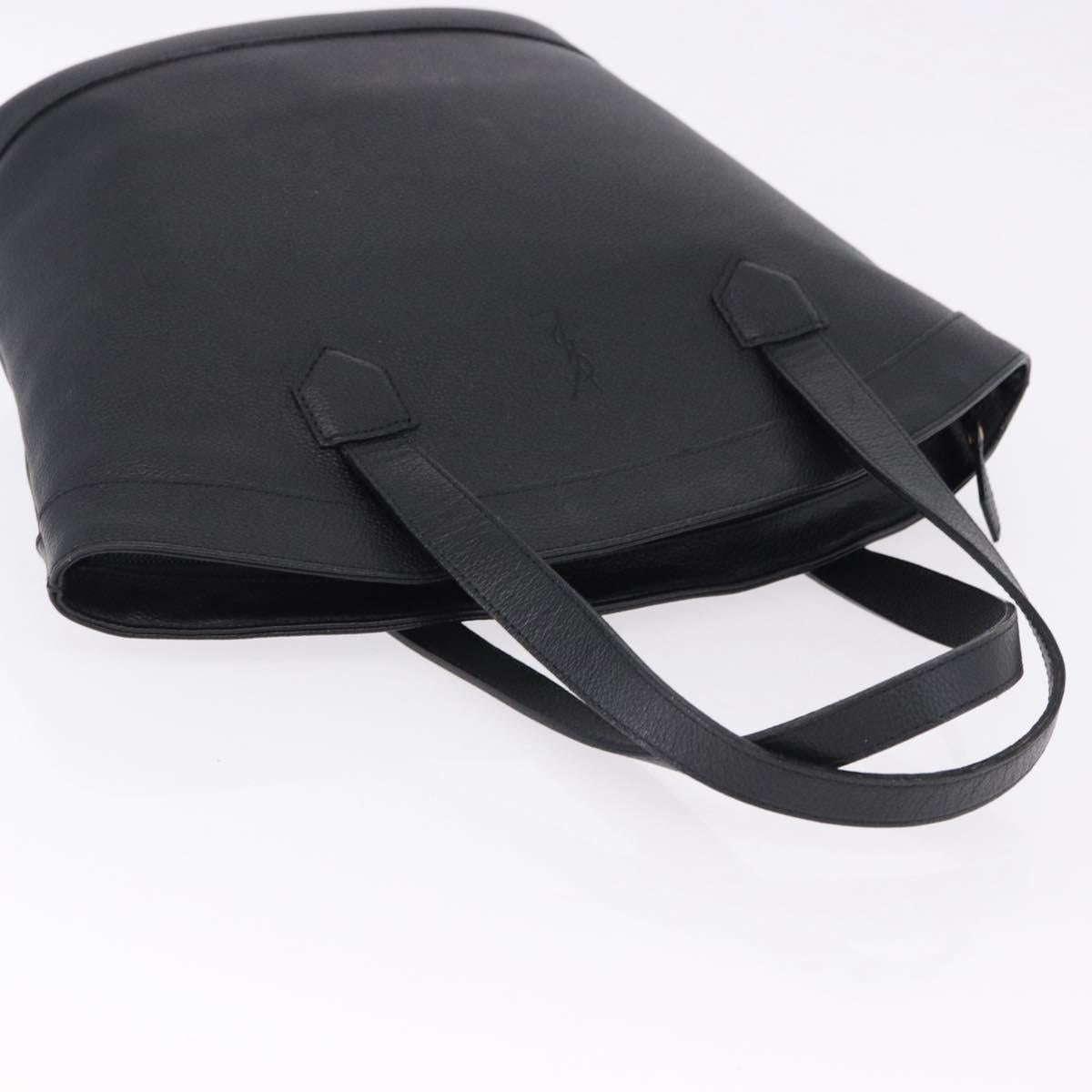 SAINT LAURENT Hand Bag Leather Black Auth 194110
