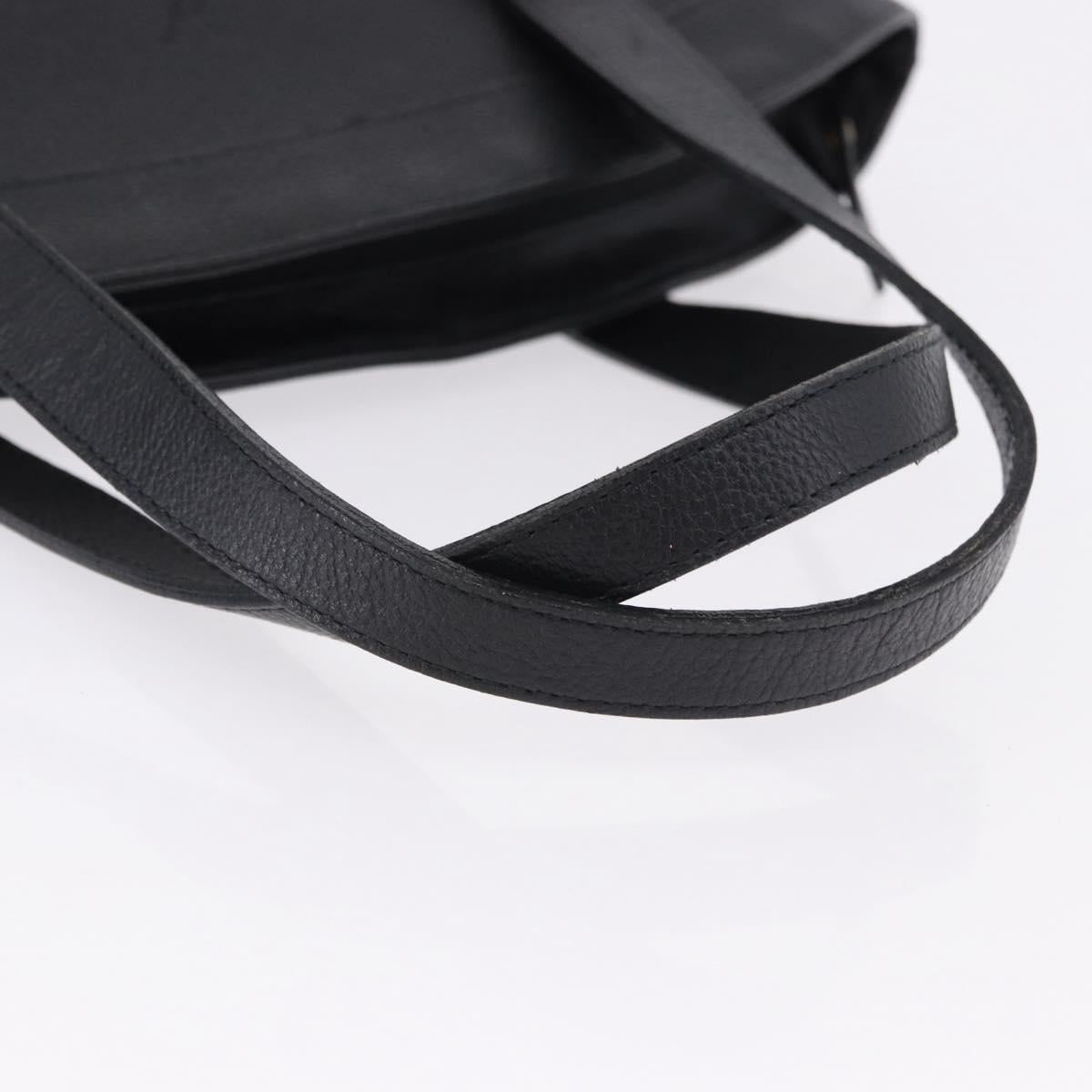 SAINT LAURENT Hand Bag Leather Black Auth 194110