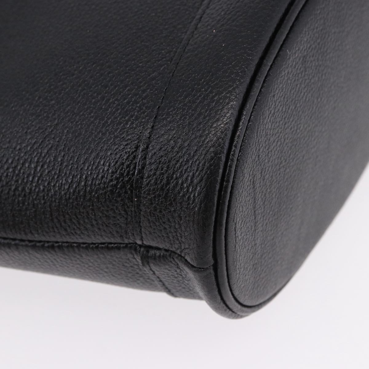 SAINT LAURENT Hand Bag Leather Black Auth 194110