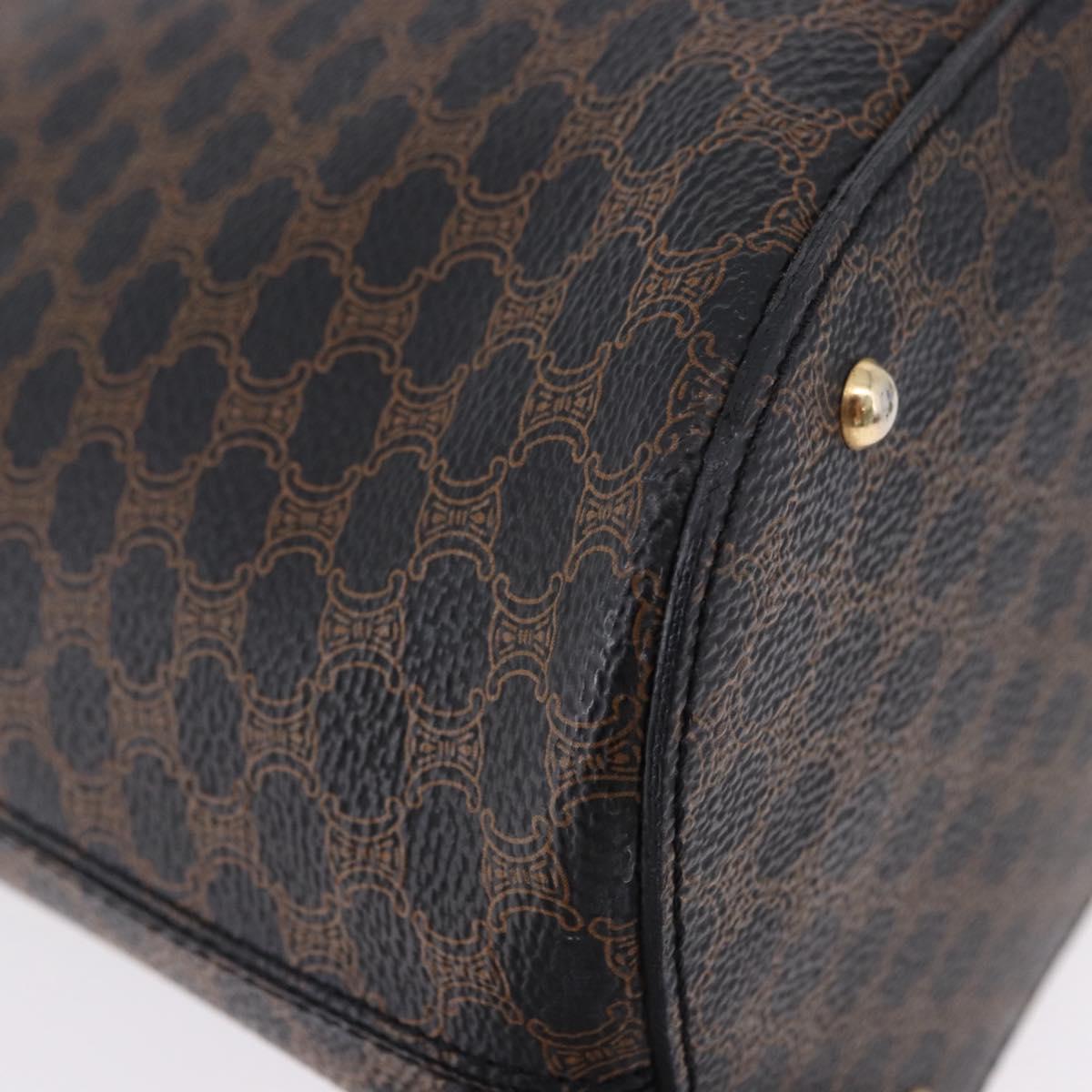 CELINE Macadam Canvas Hand Bag PVC Leather Black Gold Auth 194111V