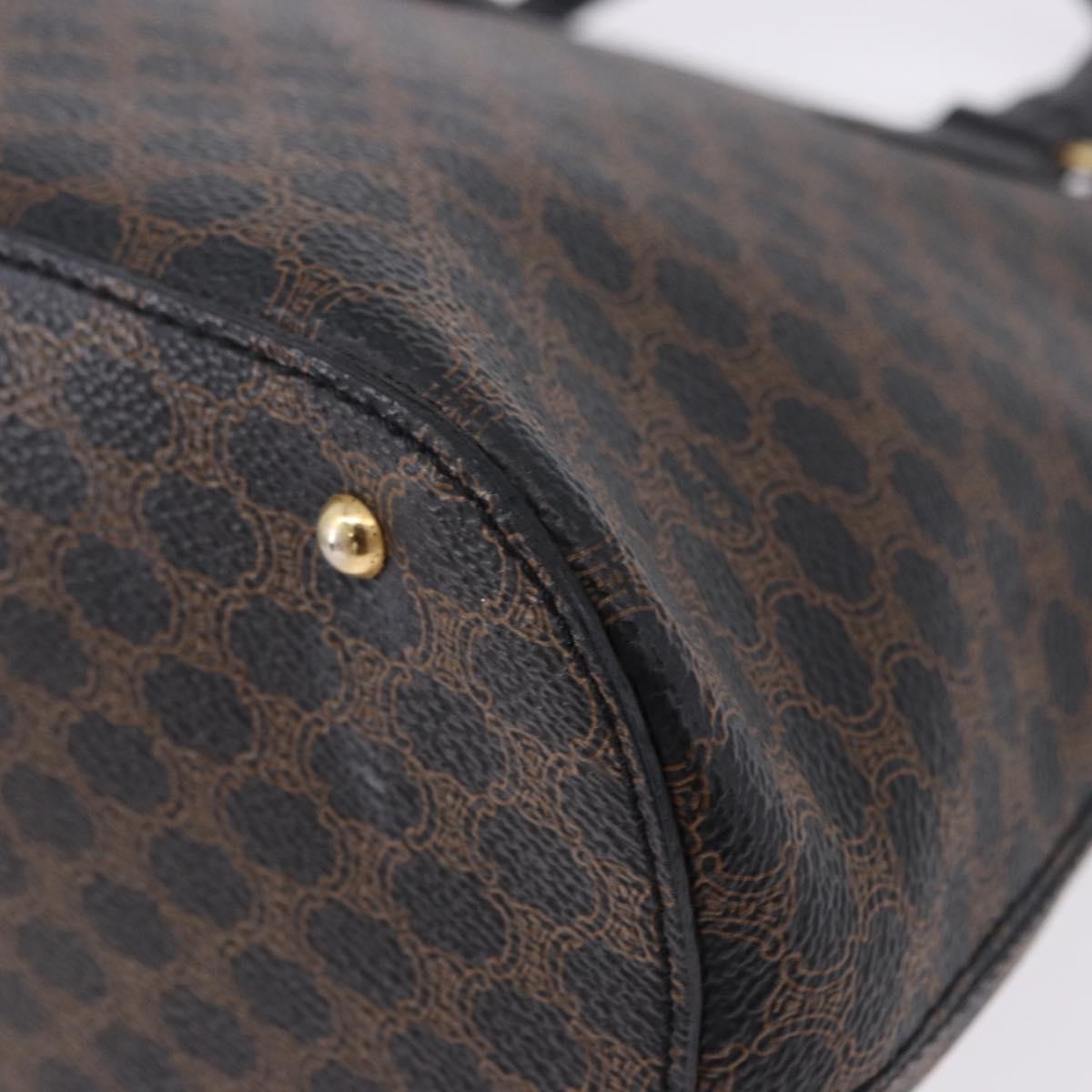 CELINE Macadam Canvas Hand Bag PVC Leather Black Gold Auth 194111V