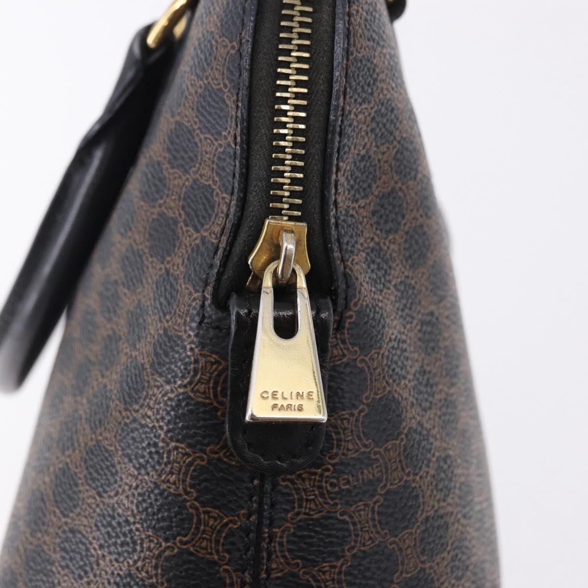CELINE Macadam Canvas Hand Bag PVC Leather Black Gold Auth 194111V