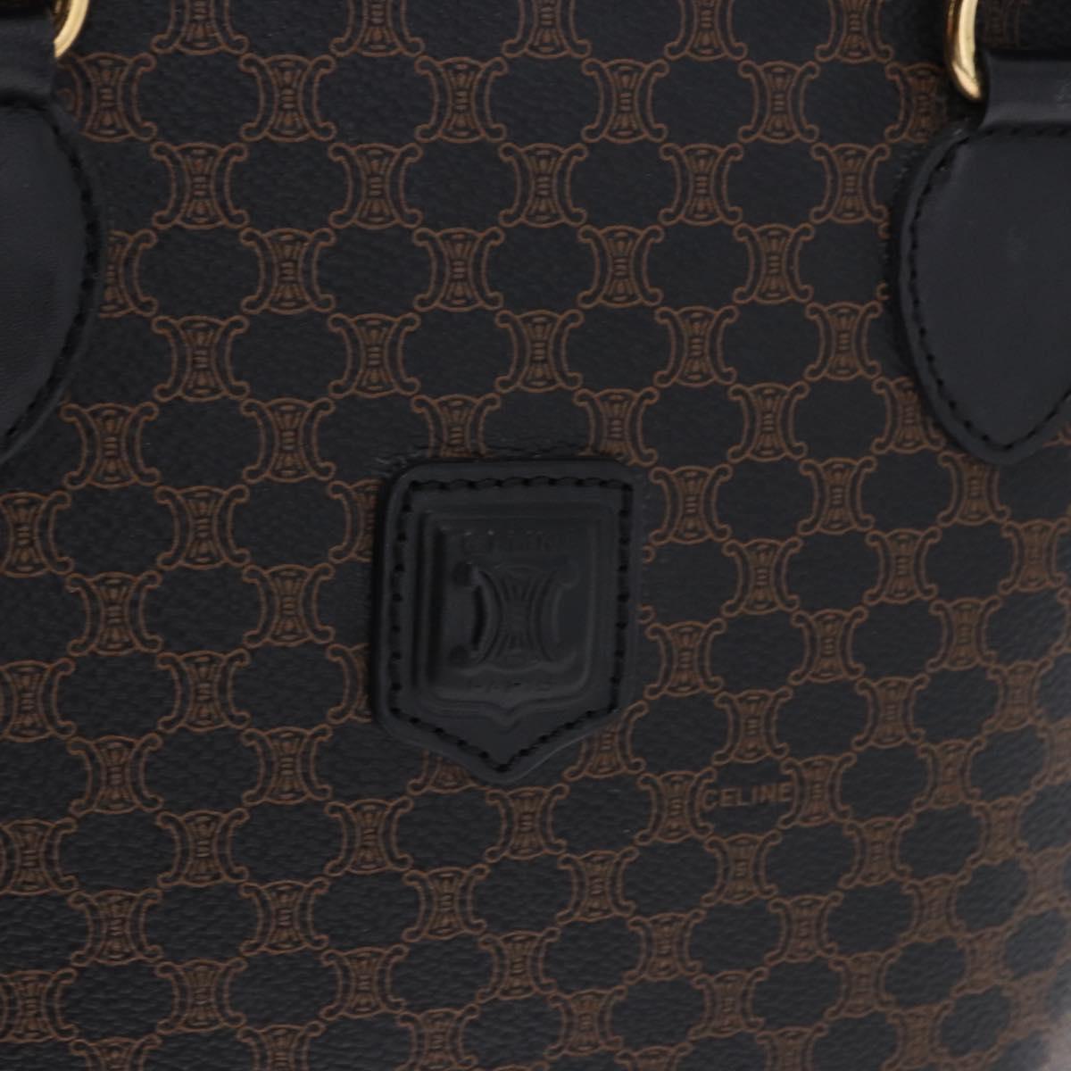 CELINE Macadam Canvas Hand Bag PVC Leather Black Gold Auth 194111V
