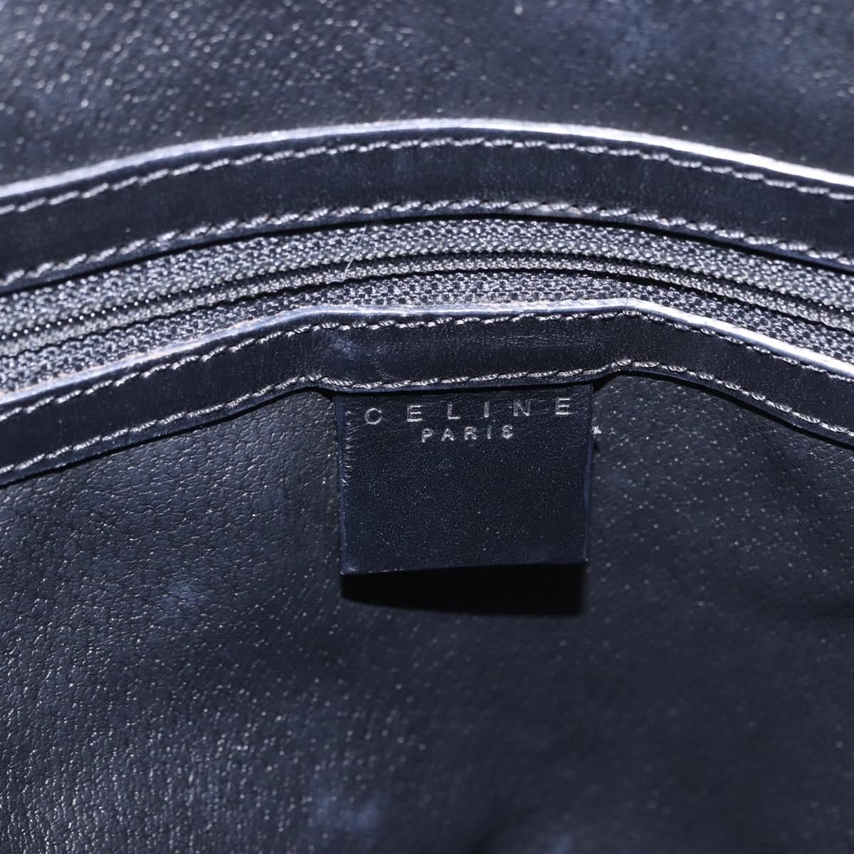 CELINE Macadam Canvas Hand Bag PVC Leather Black Gold Auth 194111V