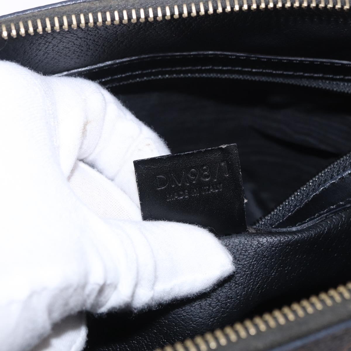 CELINE Macadam Canvas Hand Bag PVC Leather Black Gold Auth 194111V