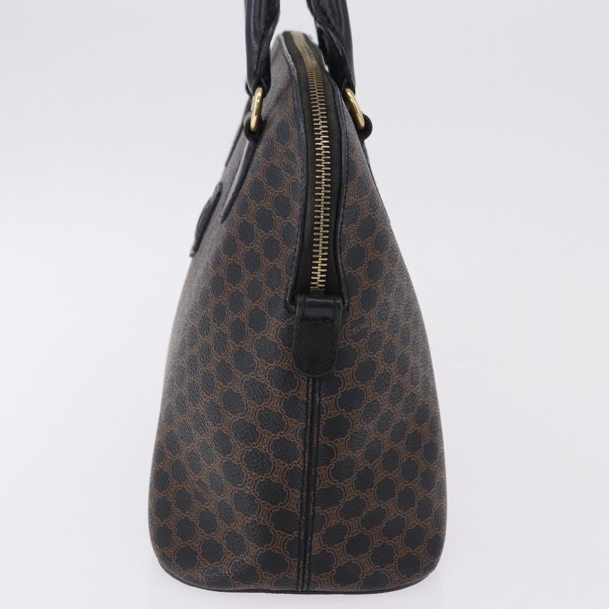 CELINE Macadam Canvas Hand Bag PVC Leather Black Gold Auth 194111V