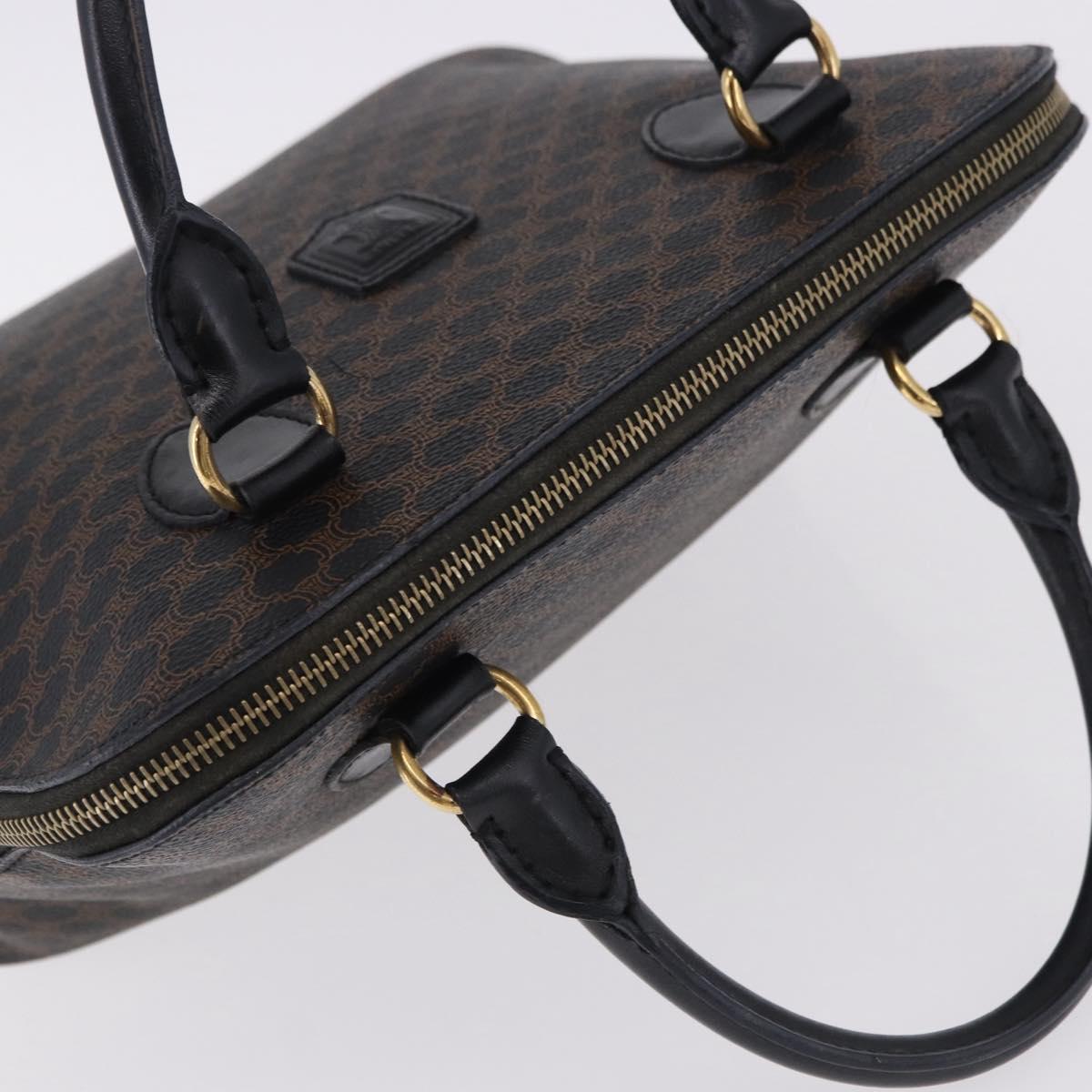 CELINE Macadam Canvas Hand Bag PVC Leather Black Gold Auth 194111V