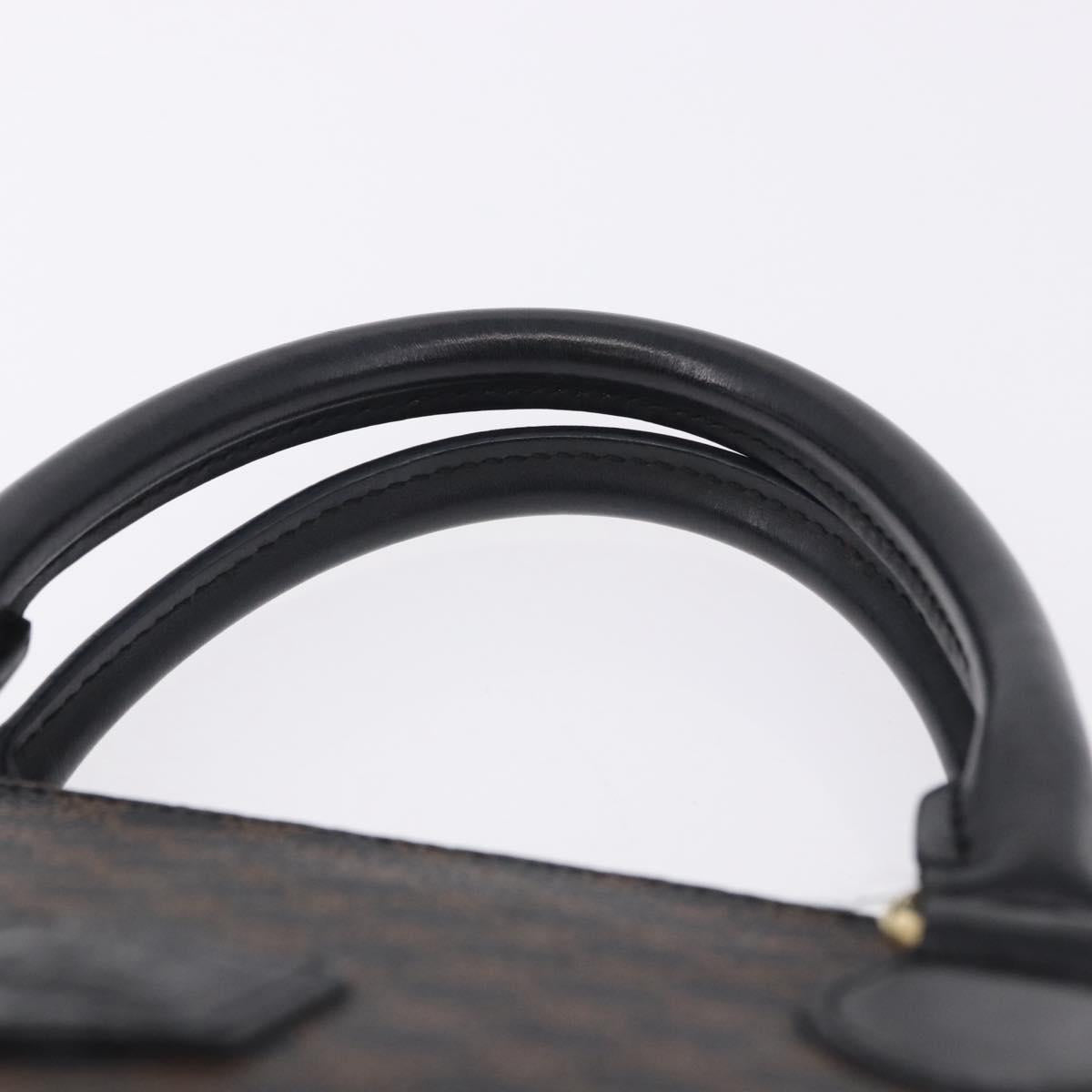 CELINE Macadam Canvas Hand Bag PVC Leather Black Gold Auth 194111V