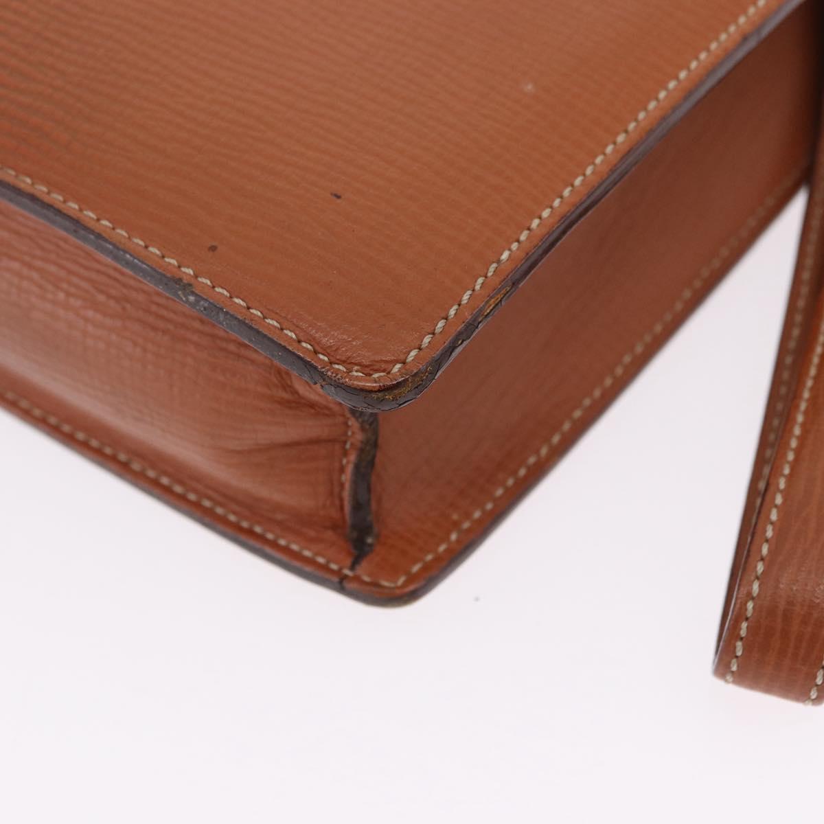 LOEWE Clutch Bag Leather Brown Gold Tone Auth 194113
