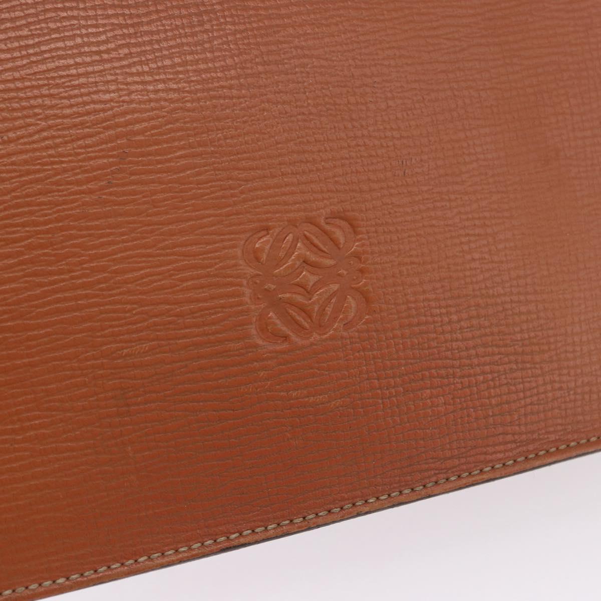 LOEWE Clutch Bag Leather Brown Gold Tone Auth 194113