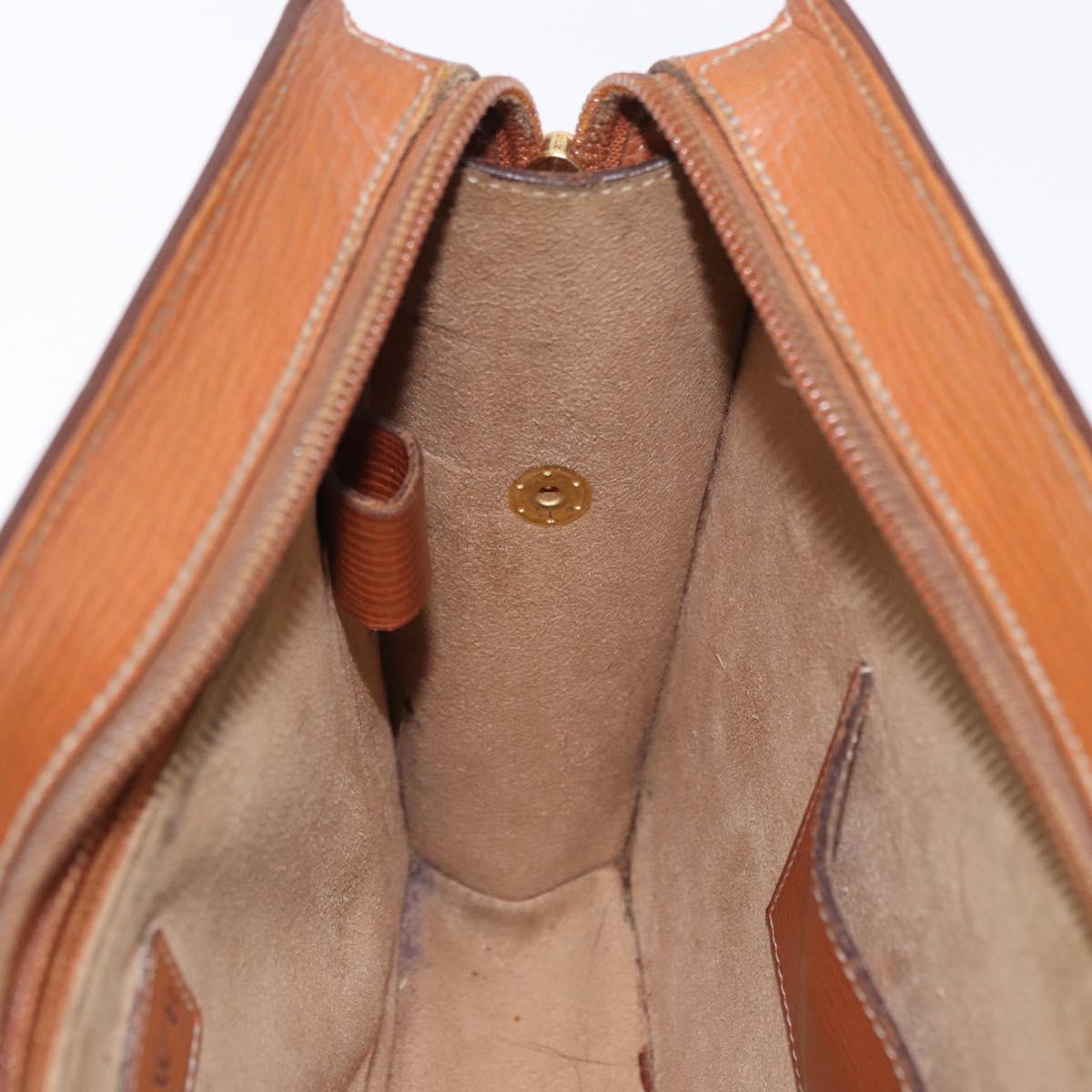 LOEWE Clutch Bag Leather Brown Gold Tone Auth 194113