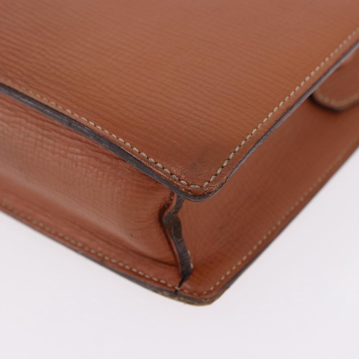 LOEWE Clutch Bag Leather Brown Gold Tone Auth 194113